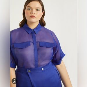 PRISCILLA ONO X ELOQUII ✨ SET! ✨ SHEER COLLARED SHIRT AND CROPPED PANT